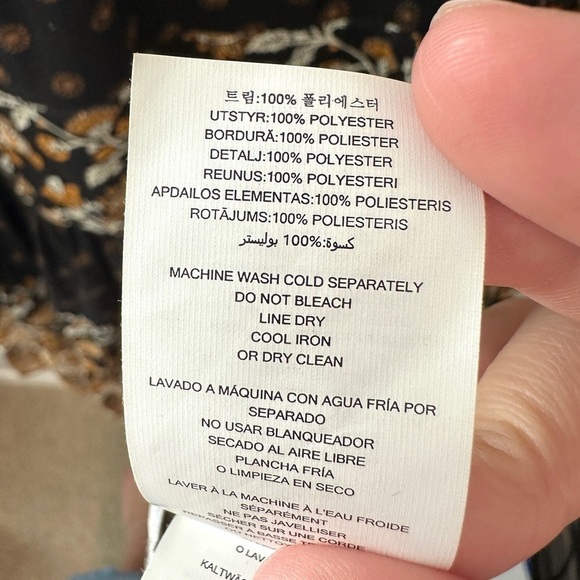 MICHAEL KORS | Bohemian Black & Gold Metallic Floral Long Sleeve Dress | Small - Picture 8 of 8